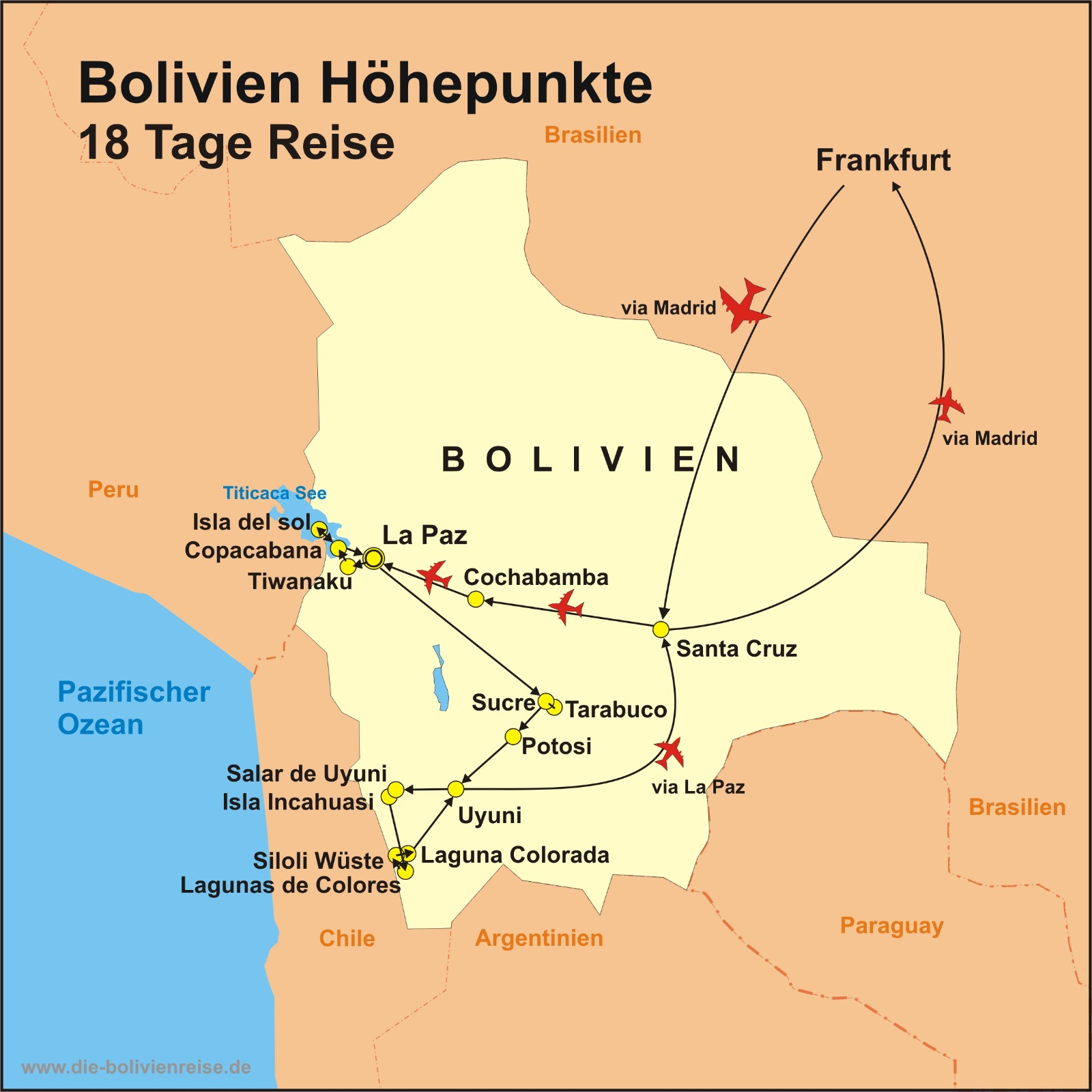 Bolivien Studienreisen Karte