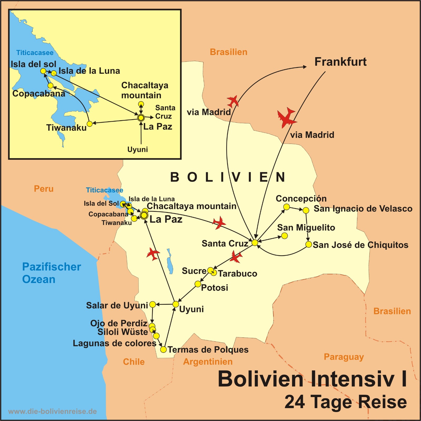 Bolivien Studienreisen Karte