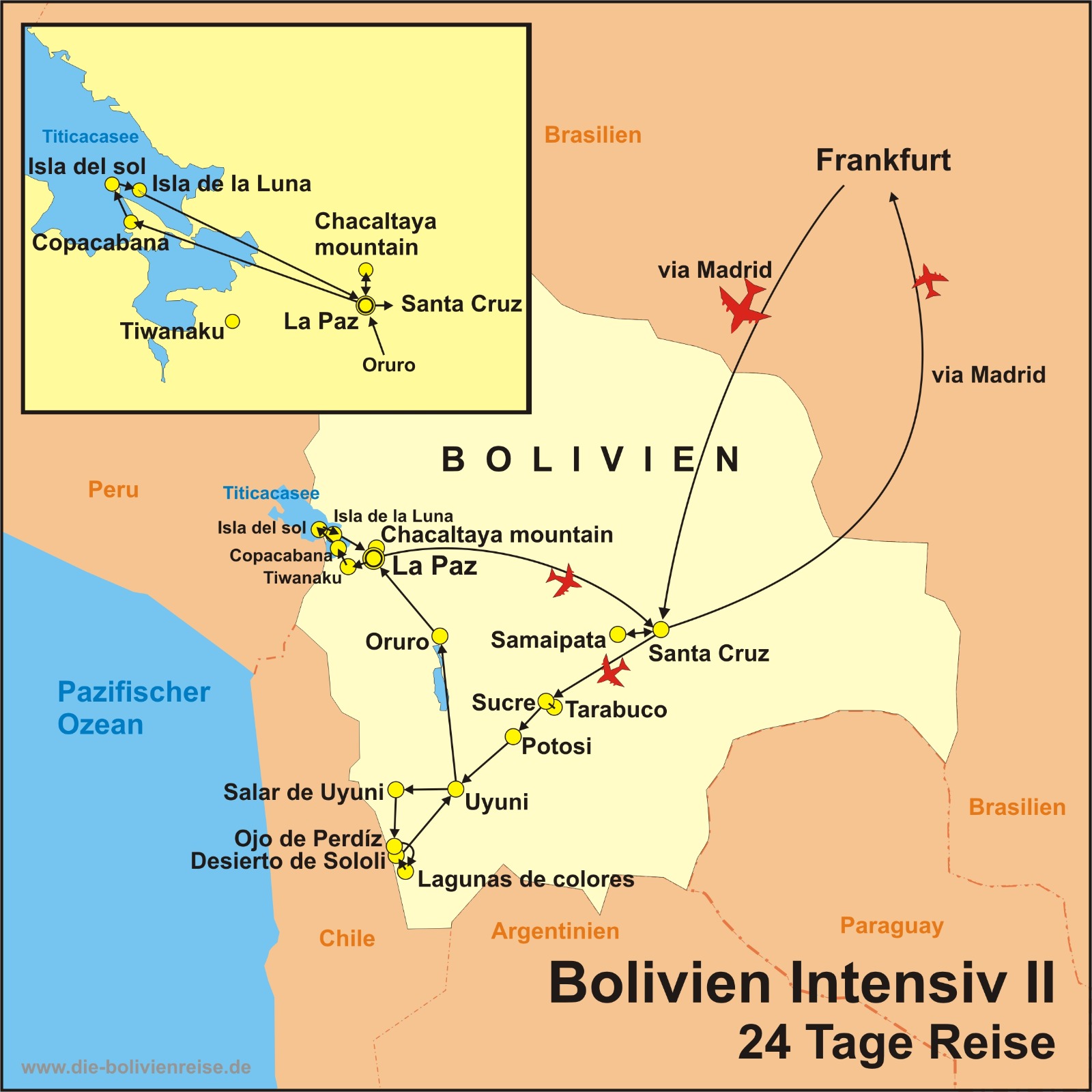 Bolivien Studienreisen Karte